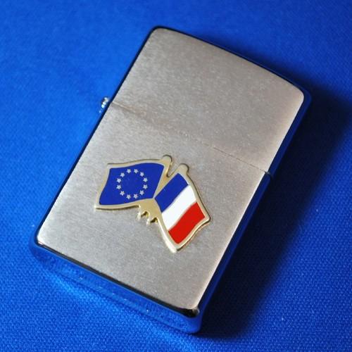 クリック音良好！！EU&フランス国旗メタル貼り 【ZIPPO】